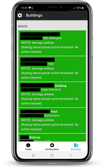 App building summary mockup - Wellington Earthquake