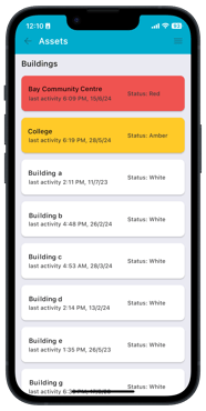 sentinel app my assets buildings amber and red